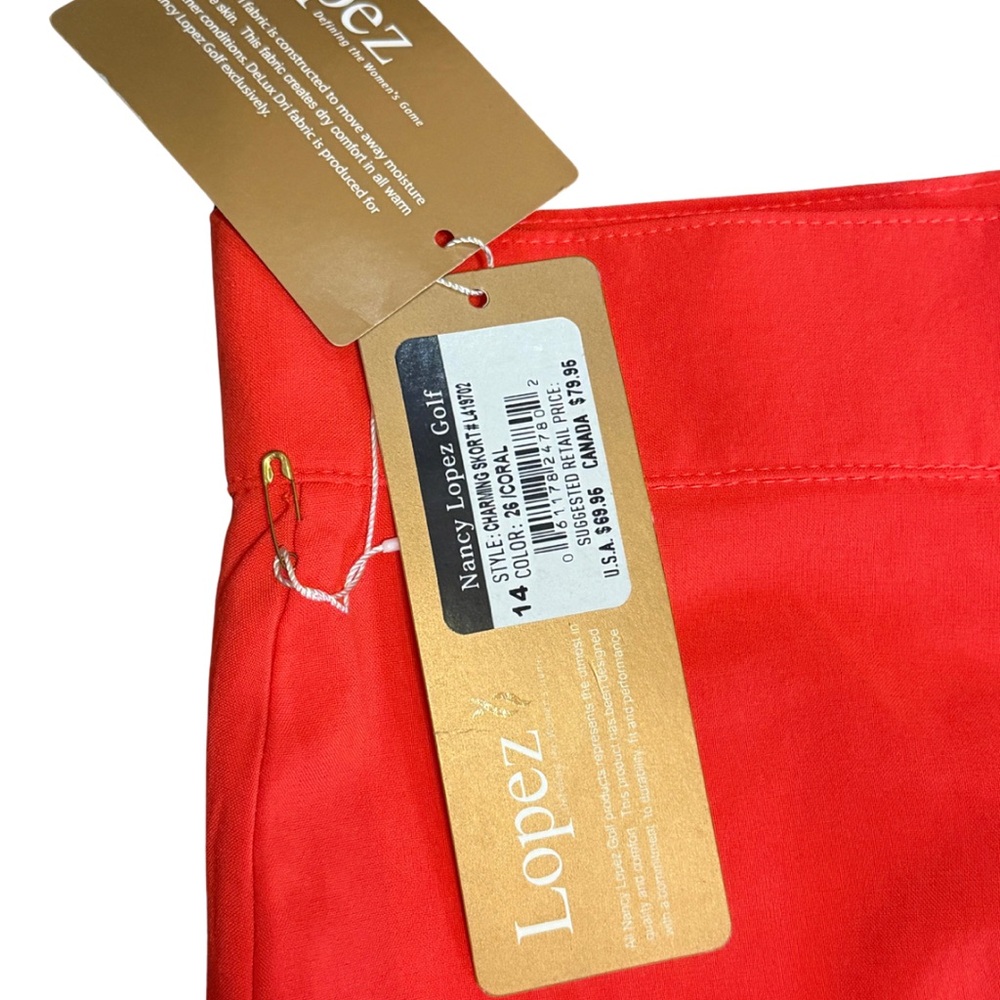Nancy Lopez Golf Coral Skort | Size 14 | NWT | Moisture-Wick‎ Activewear - Picture 8 of 10